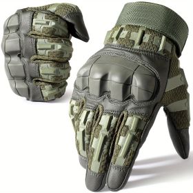 Tactical Gloves for Men - Touch Screen, Non-Slip, Full Finger Protection for Shooting, Airsoft, Military, Paintball, Motorcycle, Cycling, Hunting, Hik (Color: Green, size: S)