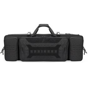 VOTAGOO Double Rifle Case Gun Bag, Safely Long-Barrel Firearm Transportation Cases Locks, All-Weather Soft Tactical Range Bag Ackpack For Shotgun Spac (Color: Black, size: 42inches)